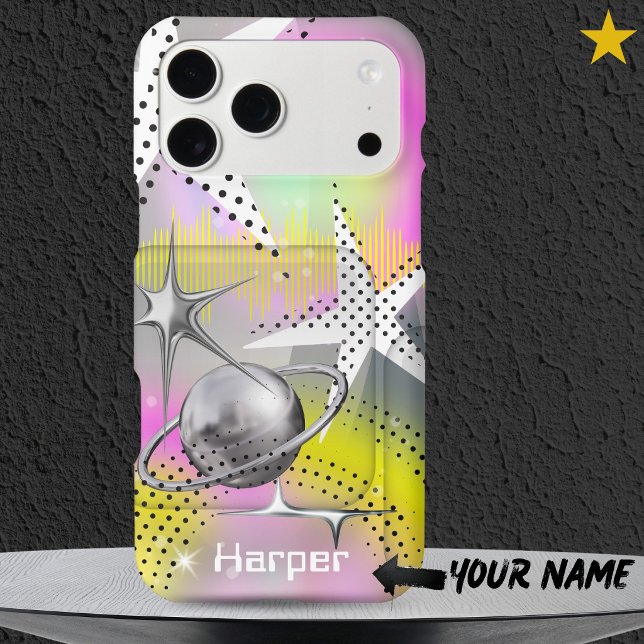 Neon Y2K Glass Chrome Star Planet Custom Name (Creator Uploaded)