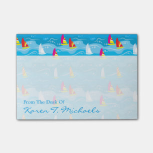 Neon Yacht Pattern Add Your Name Post-it Notes