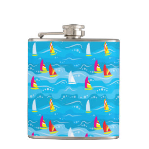 Neon Yacht Pattern Hip Flask