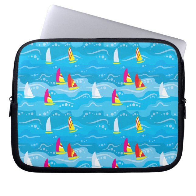 Neon Yacht Pattern Laptop Sleeve (Front)