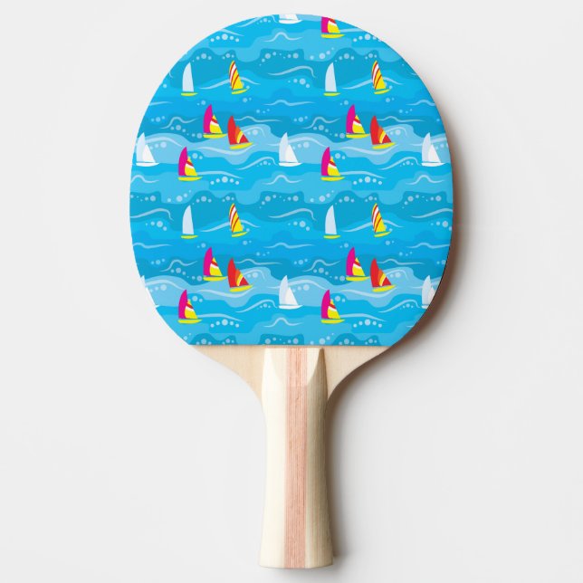 Neon Yacht Pattern Ping Pong Paddle (Front)