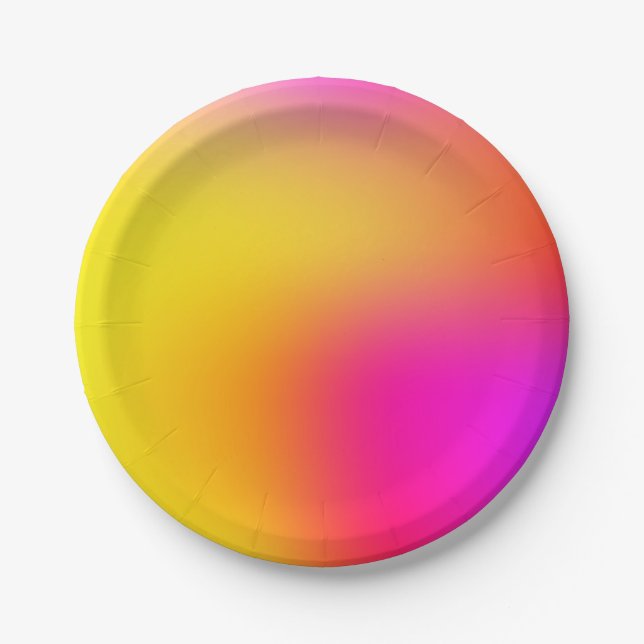 Neon Yellow and Pink Paper Plate (Front)