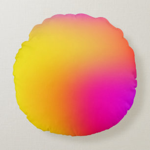 Neon Yellow and Pink Round Cushion