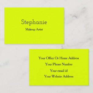 Neon Yellow Black Custom Colour Makeup Artist Salo Business Card