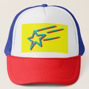 neon yellow - blue and red SHOOTING STAR Trucker Hat