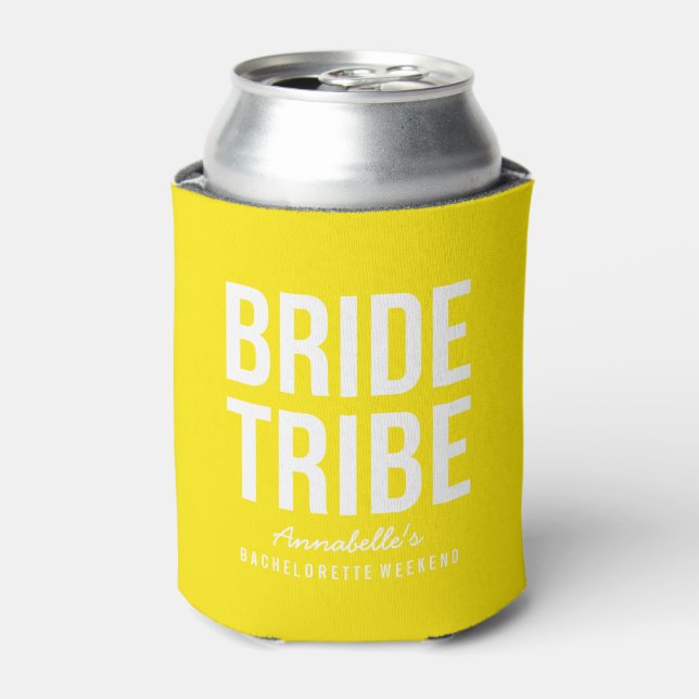 Neon Yellow Bride Tribe Can Cooler (Can Front)