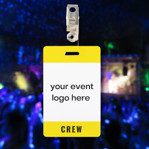Neon Yellow Crew Staff Event Badge ID Badge