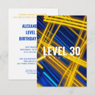 Neon Yellow Cyan Cyberpunk Light Trails Abstract Invitation
