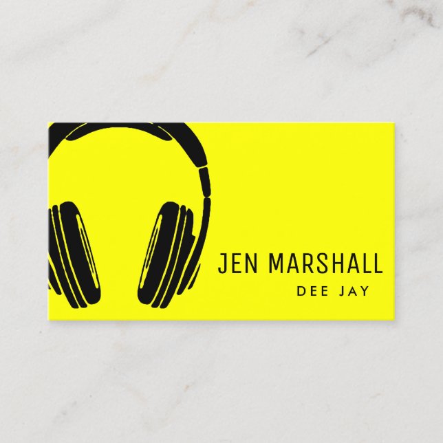neon yellow dj business card (Front)
