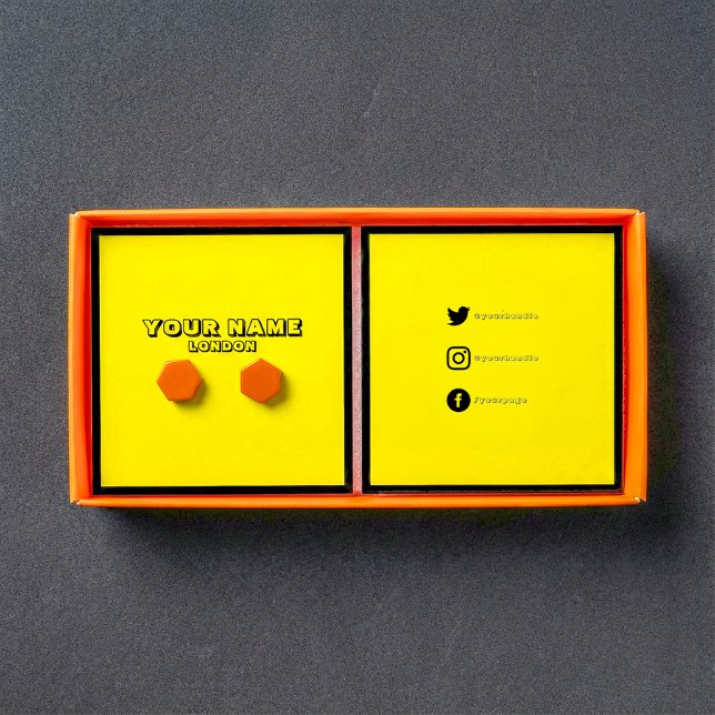 Neon yellow earring, social media display card. (Neon yellow earring, social media display card.)