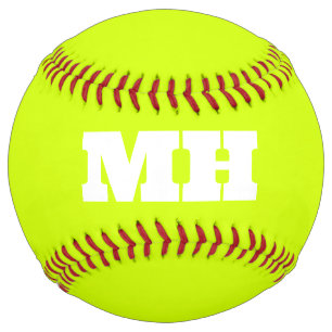 Neon Yellow Elegant Initial Colour Monogram Bright Softball