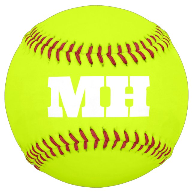 Neon Yellow Elegant Initial Colour Monogram Bright Softball (Front)