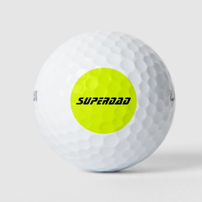 Neon Yellow Elegant Name Colour Dad Bright Golf Balls (Front)
