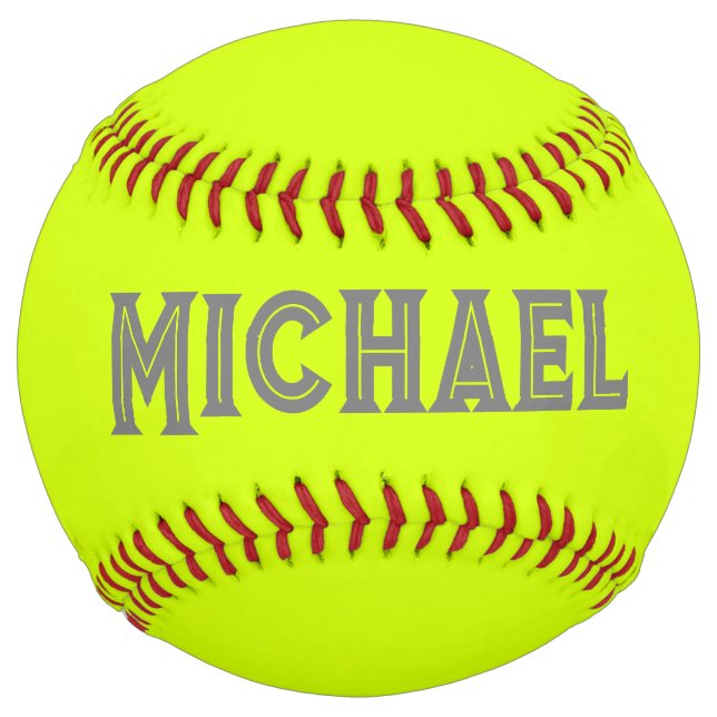 Neon Yellow Elegant Name Colour Plain Bright Softball (Front)