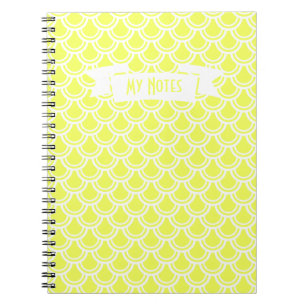 Neon Yellow Fish Scale Pattern Custom Notebook