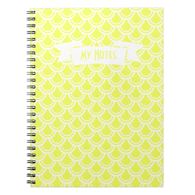 Neon Yellow Fish Scale Pattern Custom Notebook (Front)