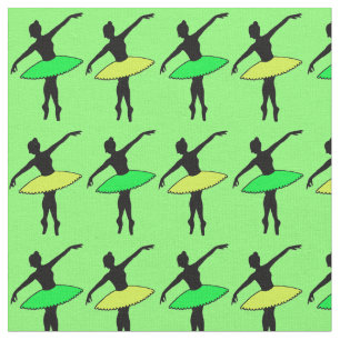 Neon Yellow Green Ballerina Ballet Pointe Dancer Fabric