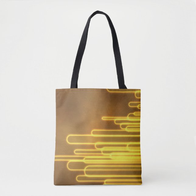 Neon yellow lines and loops on a tote bag (Front)