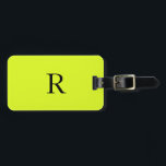 Neon Yellow Monogram Name Initial Cool Gift Favour Luggage Tag<br><div class="desc">Monogrammed initial and also personal details like name,  address,  phone number and email all of which you can edit. Designed with attractive solid neon yellow colour background,  you can change the colour if you wish. Cool travel gift idea for him or her.</div>