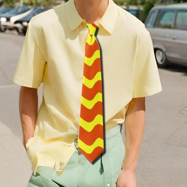  neon yellow & orange  retro waves tie (Creator Uploaded)