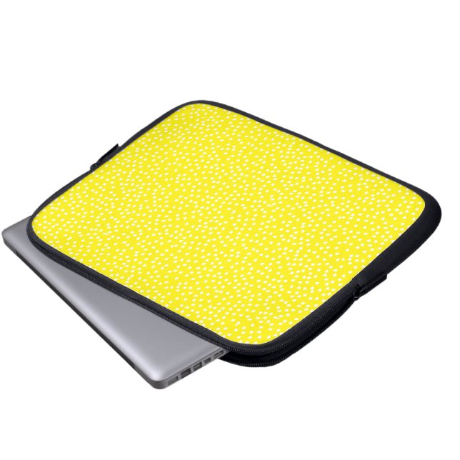 neon yellow polka dot laptop sleeve (Front Bottom)