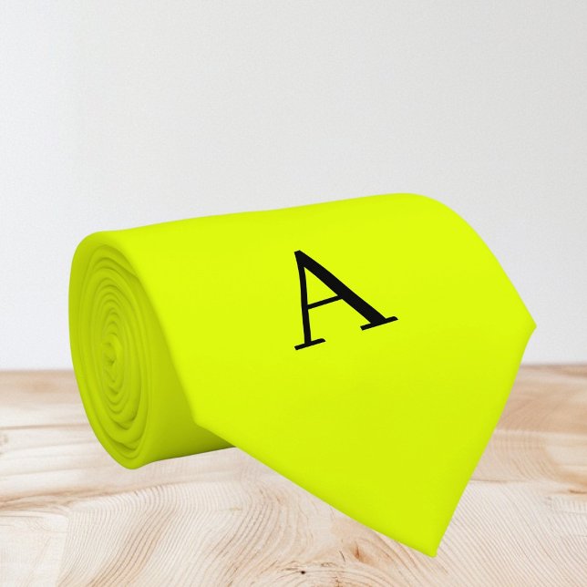 Neon Yellow Retro Monogram Fluorescent Bright Tie (Creator Uploaded)