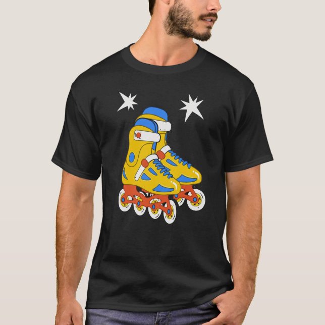 Neon Yellow Roller Skates Pop Art T-Shirt (Front)