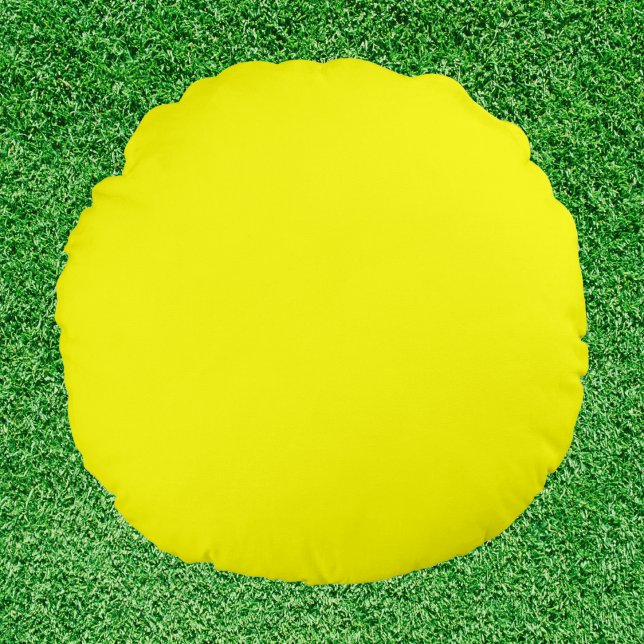 Neon Yellow Solid Color Round Cushion (Creator Uploaded)