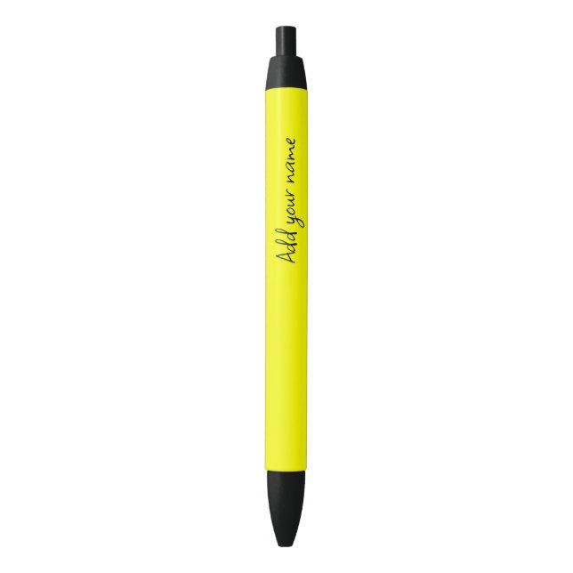 Neon Yellow Solid Colour Black Ink Pen (Front Vertical)