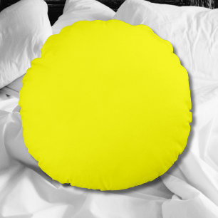 Neon Yellow Solid Colour   Classic Round Cushion