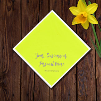 neon  yellow solid colour -personalised napkin