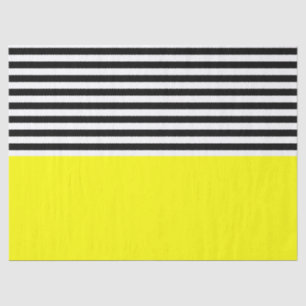 Neon Yellow With Black and White Stripes Tissue Paper