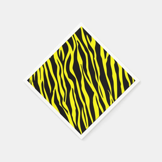 Neon Yellow Zebra Striped Napkin (Corner)