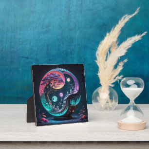 Neon Yin Yang Surreal Fantasy 1 Plaque