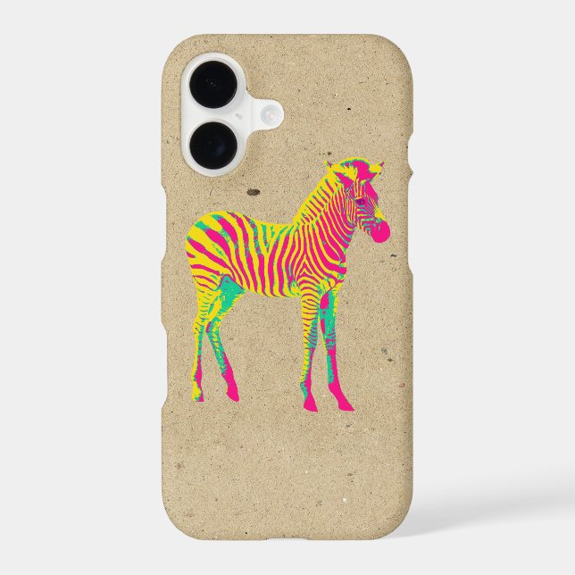 Neon Zebra Baby Animal Psychedelic Funky Retro (Back)