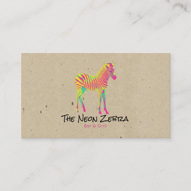 Neon Zebra Baby Animal Psychedelic Funky Retro Business Card (Front)