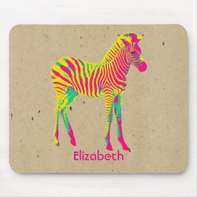 Neon Zebra Baby Animal Psychedelic Funky Retro Mouse Pad (Front)