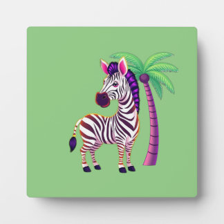 Neon Zebra Paradise Plaque