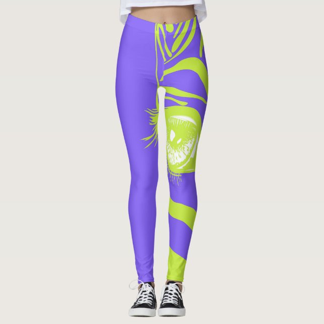 Neon Zebra Pattern Fashion Leggings (Front)