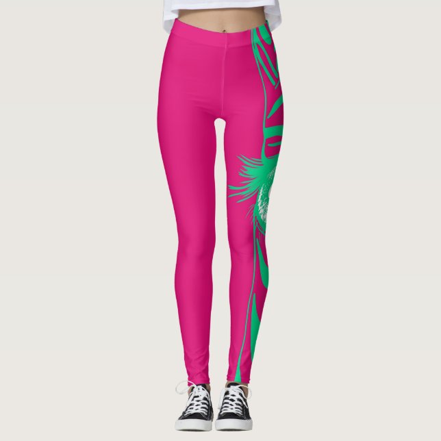 Neon Zebra Pattern Fashion Leggings (Front)