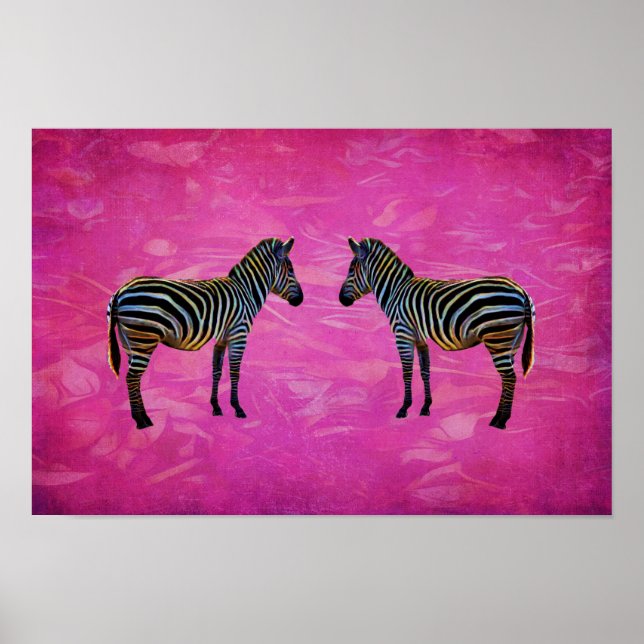 Neon Zebra Reflection Poster (Front)