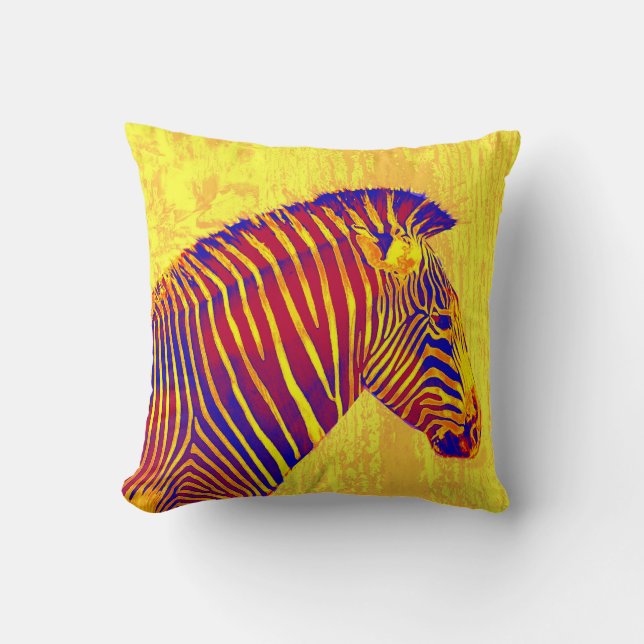 neon zebra- yellow, red cushion (Front)