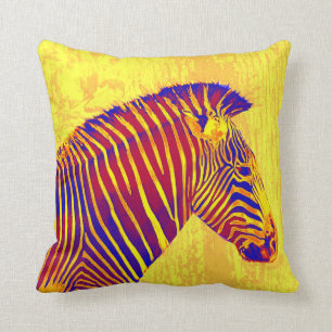 neon zebra- yellow, red cushion