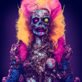 Neon Zombie Queen Square Sticker