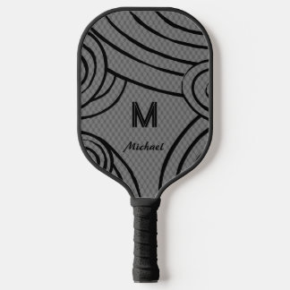 NeonLine 1 Grey Editable Name & Initials Pickleball Paddle