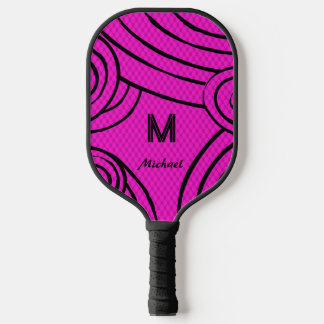 NeonLine 1 Pink Editable Name & Initials Pickleball Paddle