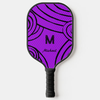 NeonLine 1 Purple Editable Name & Initials Pickleball Paddle