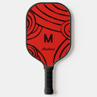 NeonLine 1 Red Editable Name & Initials Pickleball Paddle