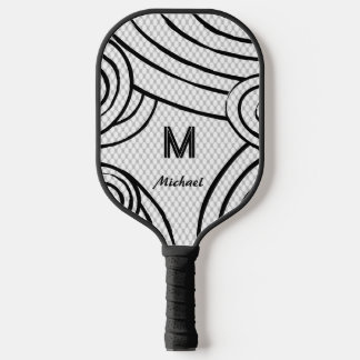 NeonLine 1 White Editable Name & Initials Pickleball Paddle