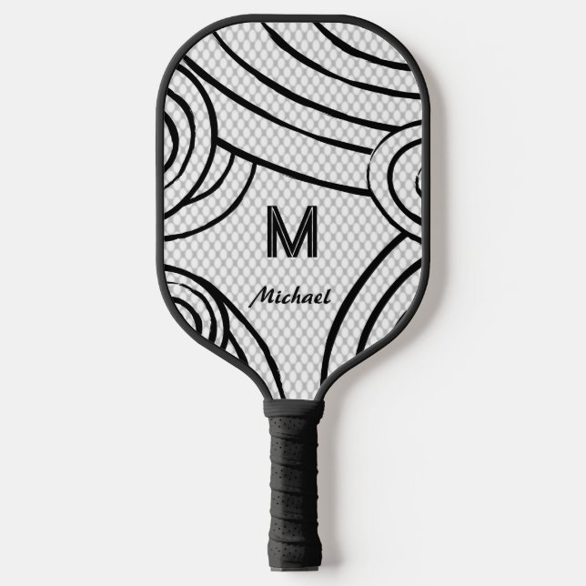 NeonLine 1 White Editable Name & Initials Pickleball Paddle (Front)